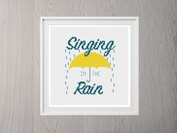 Singing In The Rain Cross Stitch Pattern Modern Instant Download.