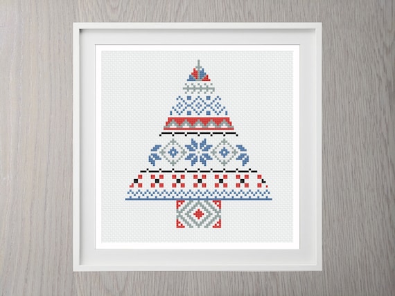 Scandi Christmas Tree Cross Stitch Pattern | Modern | Nordic | Instant Download | Scandinavian | Simple | Beginner | Decoration