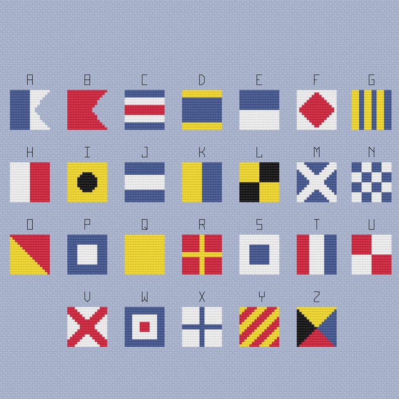 Nautical Flag Alphabet Cross Stitch Pattern PDF Maritime Etsy