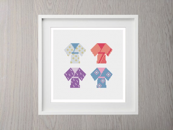 Mini Kimonos Cross Stitch Pattern Instant Download Modern Etsy