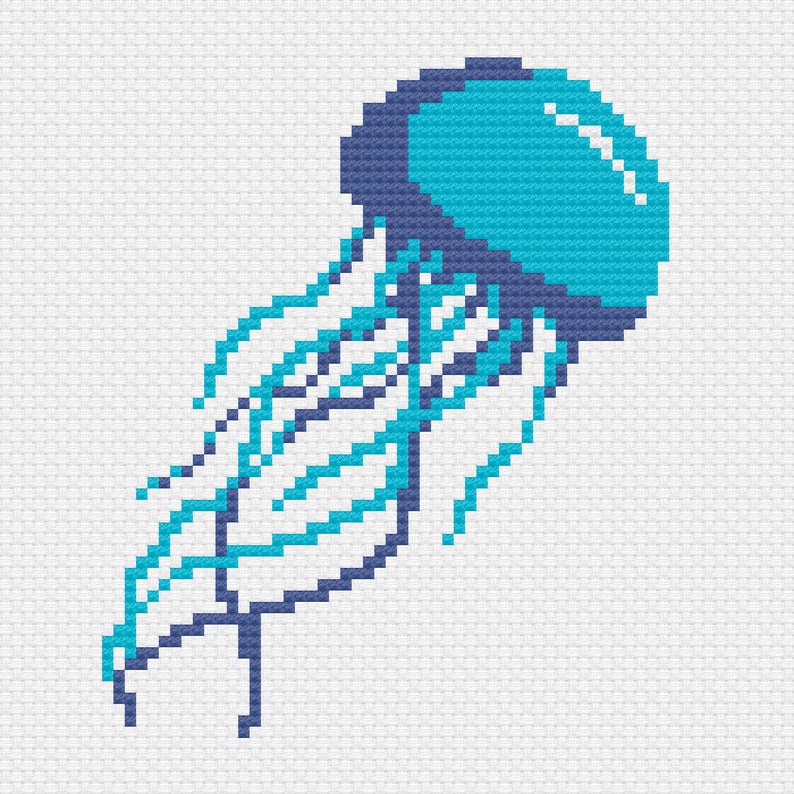 Jellyfish Cross Stitch Pattern Cute Cross Stitch Ocean - Etsy