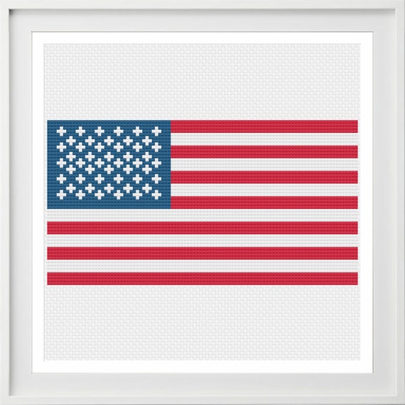 アメリカ国旗のクロスステッチパターン、即時ダウンロード、モダン