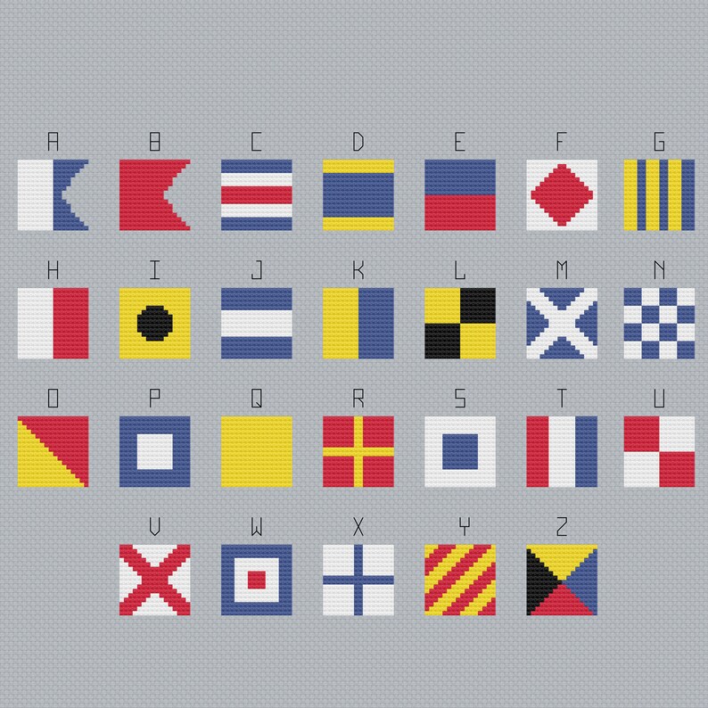 Nautical Flag Alphabet Cross Stitch Pattern PDF Maritime Etsy