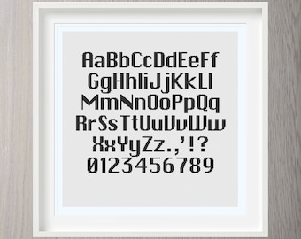 Cross Stitch Alphabet Pattern With Punctuation and Numbers Cross Stitch Pattern PDF, Small Cross Stitch Letters, Bold Cross Stitch Font