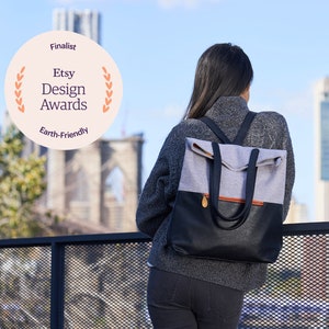 travel bag with trolley sleeve, tote backpack for rolling suitcase, vegan backpack - GREENPOINT vegan purse