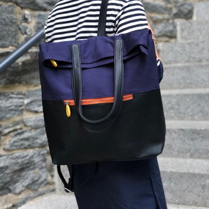 backpack purse with suitcase sleeve, laptop bag, backpack women - the GREENPOINT convertible eco-friendly & vegan bag