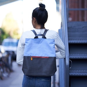 Vegan Leather Travel Backpack: Slim Laptop Bag with Luggage Sleeve