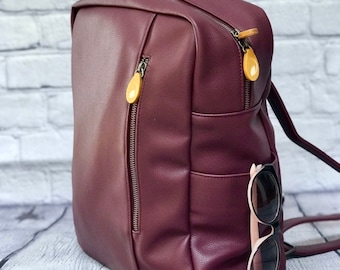 Rucksack Geldbörse mit 2 Trinkflaschen Taschen, vegane Ledertasche - die LENOX vegan purse (in 4 Farben)