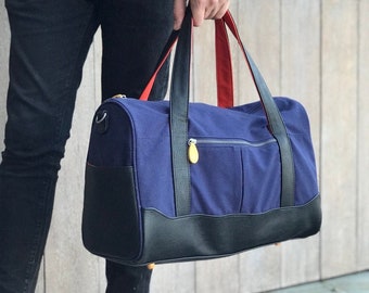 weekender bag, gift for dads, husbands, & brothers, gym bag - the DEKALB in navy and olive green