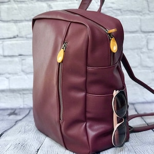 backpack purse with 2 water bottle pockets, vegan leather bag - the LENOX vegan purse (in 4 colors)