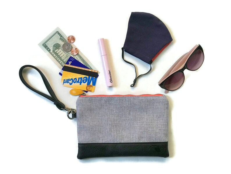 wristlet wallet, phone clutch & passport wallet the GOWANUS in tweed and black image 10