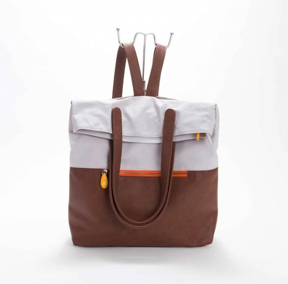 GREENPOINT Vegan Leather Convertible Backpack Tote: Laptop  display picture 2