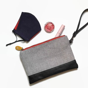 Portefeuille avec bracelet, pochette pour téléphone et portefeuille pour passeport les GOWANUS en tweed et noir image 4