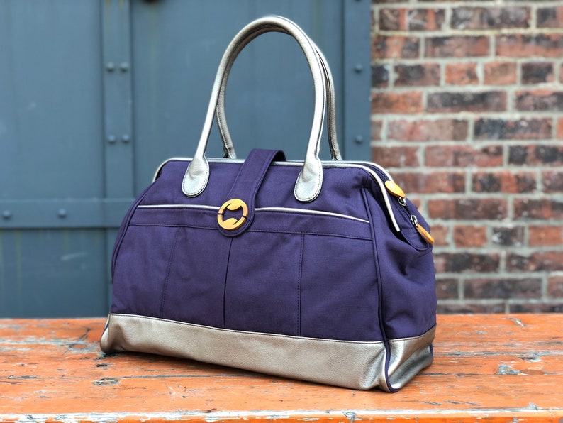 travel bag for women, weekender bag women, duffle bag women, & laptop bag women the CASSIA doctor's bag duffel image 8