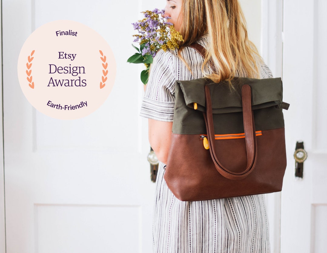 SALE Backpack Purse Travel Backpack Convertible Backpack Tote GREENPOINT Vegan Bag Etsy
