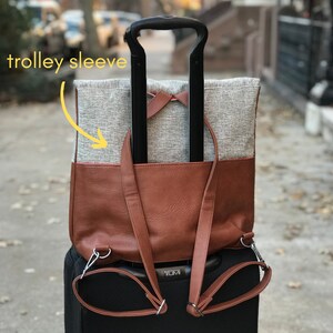 convertible laptop bag, backpack with luggage sleeve, travel tote backpack GREENPOINT 7 colors image 10