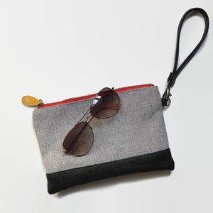 wristlet wallet, phone clutch & passport wallet the GOWANUS in tweed and black image 7