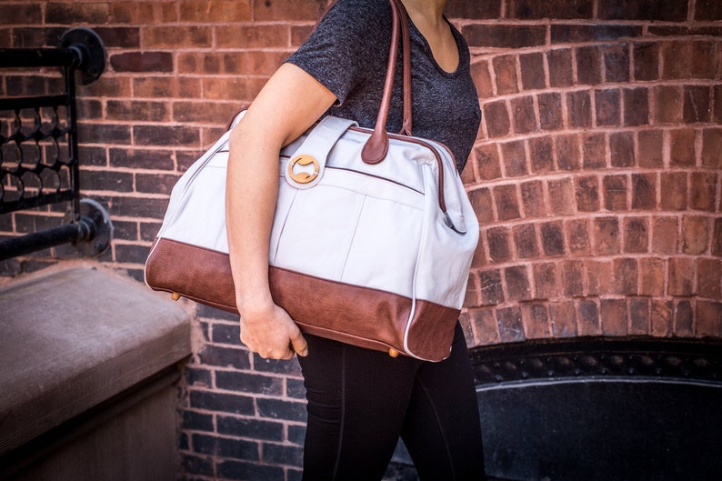 travel bag for women, weekender bag women, duffle bag women, & laptop bag women the CASSIA doctor's bag duffel image 5