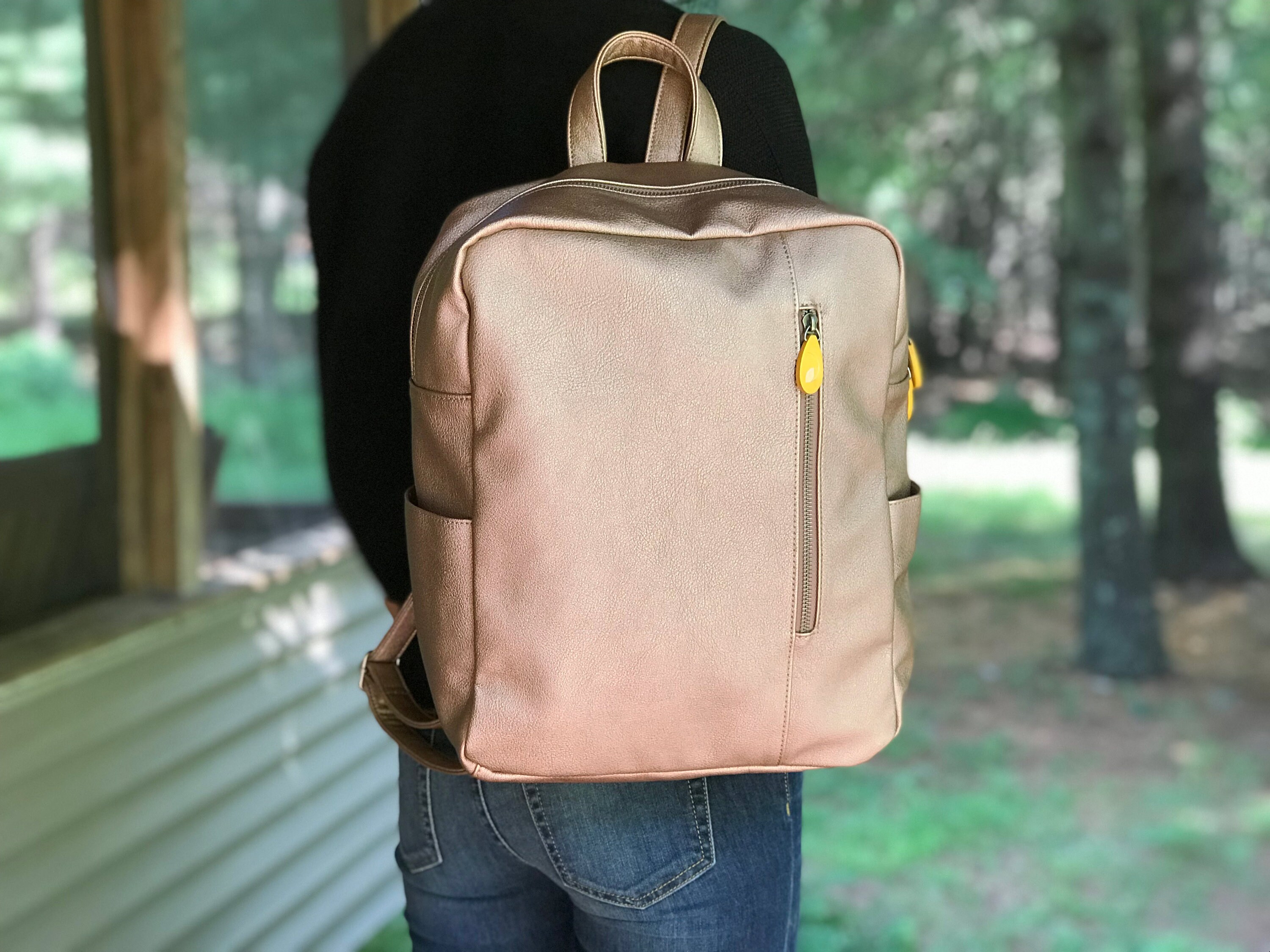 Backpack Purse With 2 Water Bottle Pockets Vegan Leather Bag the LENOX Vegan Purse in 4 Colors Etsy