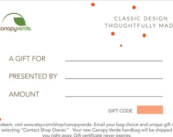 gift certificate, gift card, cruelty free gifts, gifts for new moms, vegan wallets and purses