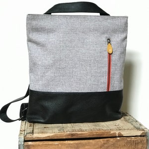 Geschenk für Mama die 3 in 1 ROCKAWAY Tasche Rucksack Crossbody Gray Tweed/Black