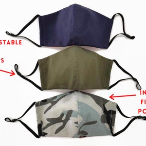 Cotton Face Mask: Adjustable Unisex Fabric Mask with Filter Pocket
