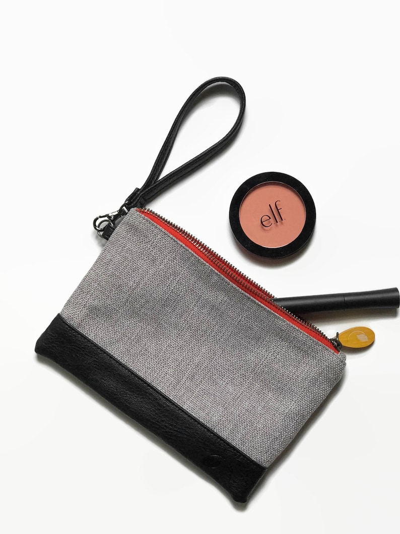 wristlet wallet, phone clutch & passport wallet the GOWANUS in tweed and black image 6