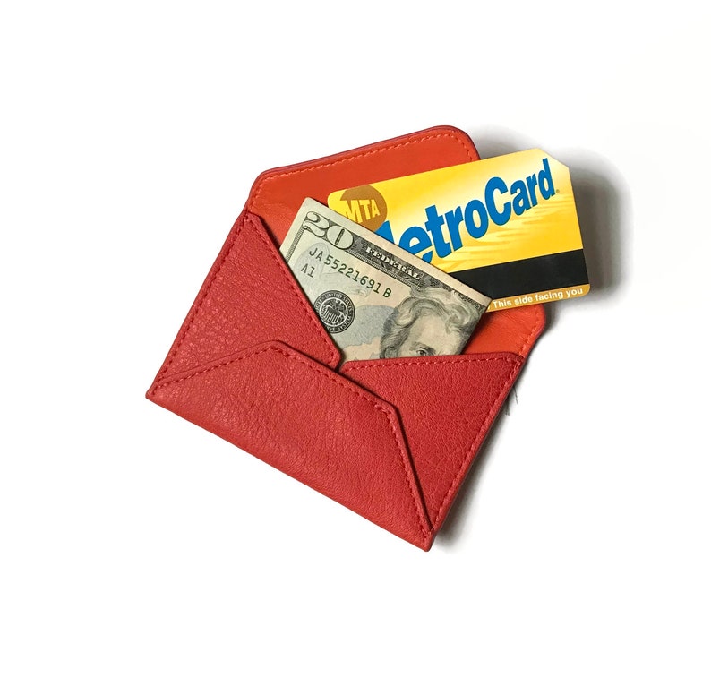 minimalist wallet, boyfriend wallet, business card holder, vegan wallet the SMITH 5 colors Coral