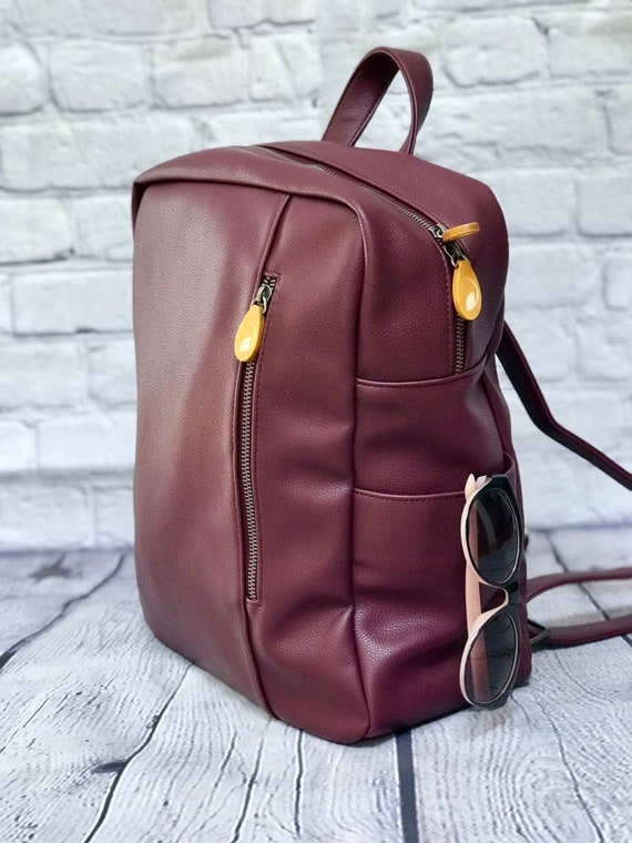 Backpack Purse With 2 Water Bottle Pockets Vegan Leather Bag 