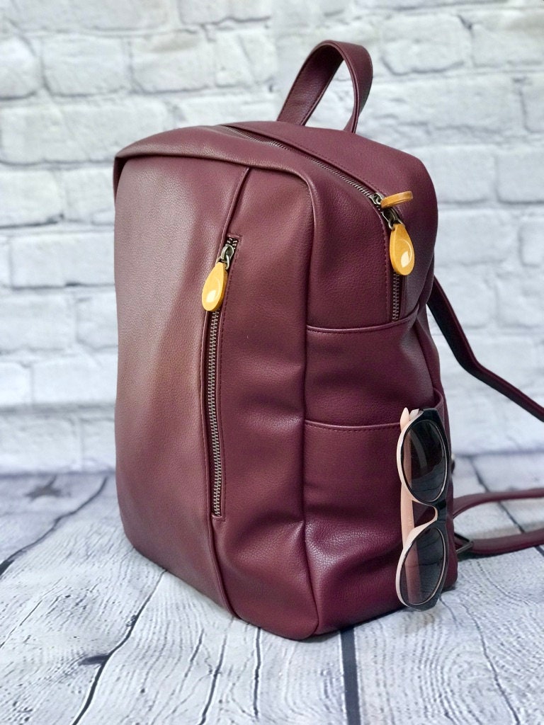 Backpack Purse With 2 Water Bottle Pockets Vegan Leather Bag the LENOX Vegan Purse in 4 Colors Etsy Canada