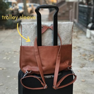 travel backpack with luggage sleeve, vegan backpack purse, laptop backpack, convertible backpack GREENPOINT vegan bag image 10