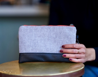 wristlet wallet, phone clutch & passport wallet - the GOWANUS in tweed and black