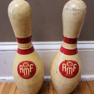 Amf String Pin 2 Vintage AMF American Machine and Foundry Bowling Pins-amf Meatball ...