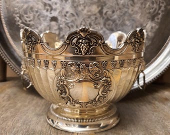 Vintage Silver Plated Lion’s Head Bowl-Monteith-style Bowl, Made in Japan