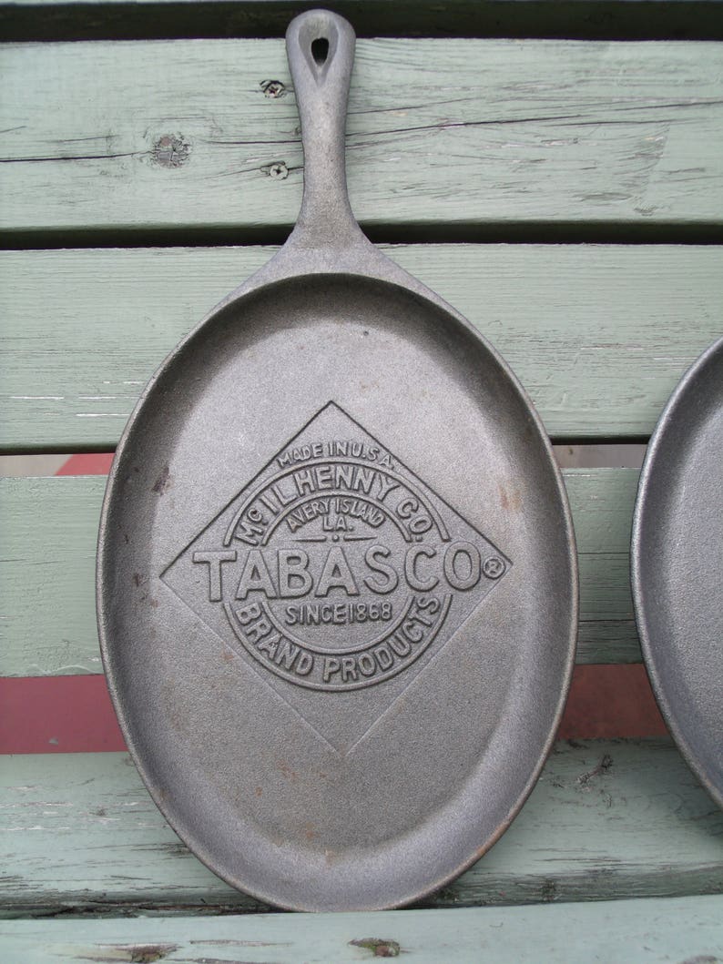 Vintage Cast Iron Fajita Pans Tabasco Cast Iron Pan Cast Etsy
