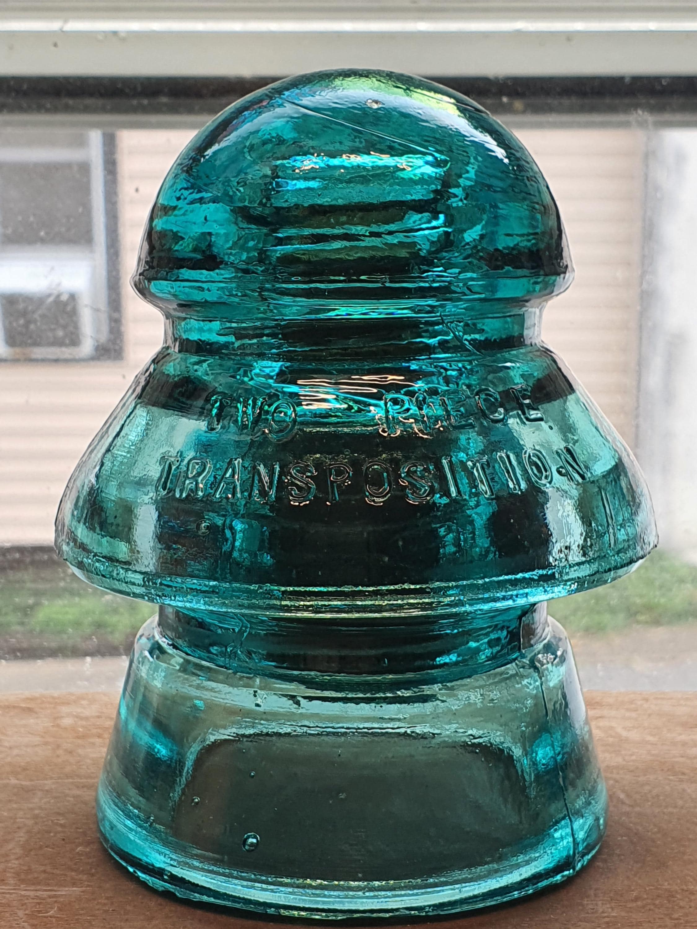 Vintage Two Piece Transposition CD-190/191 Aqua Glass Insulator