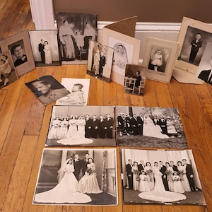 Antique Vintage Early 1900’s-1950&#39;s Black and White Sepia Tone Cabinet Photos and Photographs Lot of 16