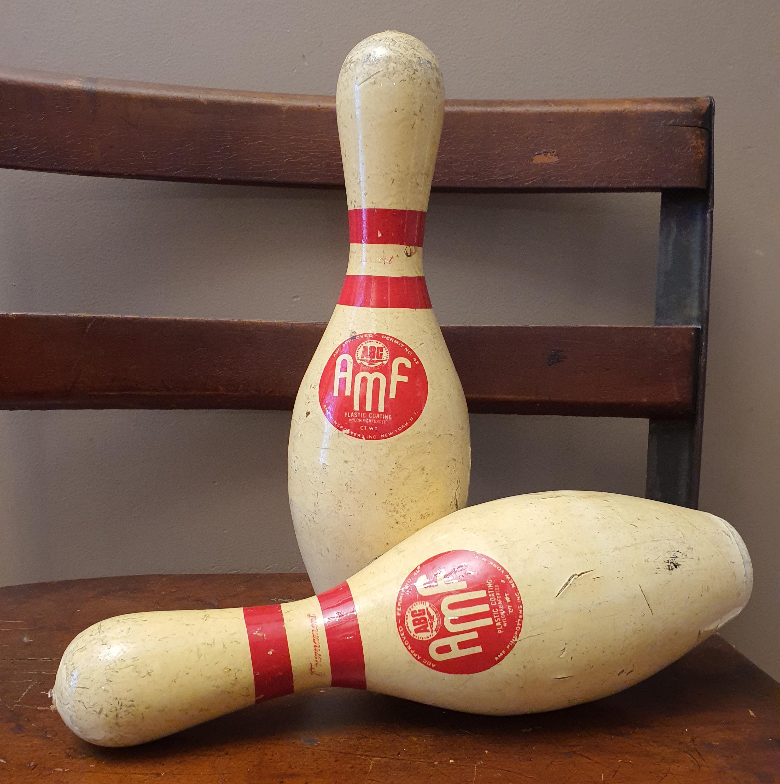 Amf String Pin 2 Vintage AMF American Machine and Foundry Bowling Pins-amf Meatball ...