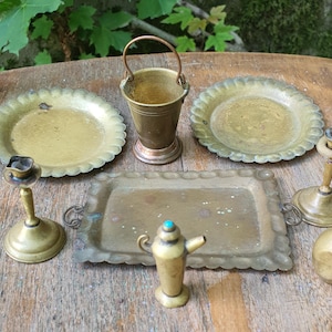 Vintage Brass Miniatures Lot of 8-Vintage Dollhouse Accessories-Collectible Dollhouse Decorations-Vintage Brass Dollhouse Miniature
