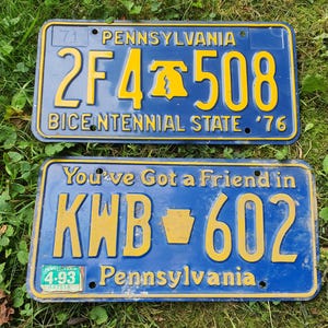 Vintage Pennsylvania License Plates from the 1970&#39;s and 1990&#39;s-Pennsylvania License Plate-Old Pennsylvania License Plates