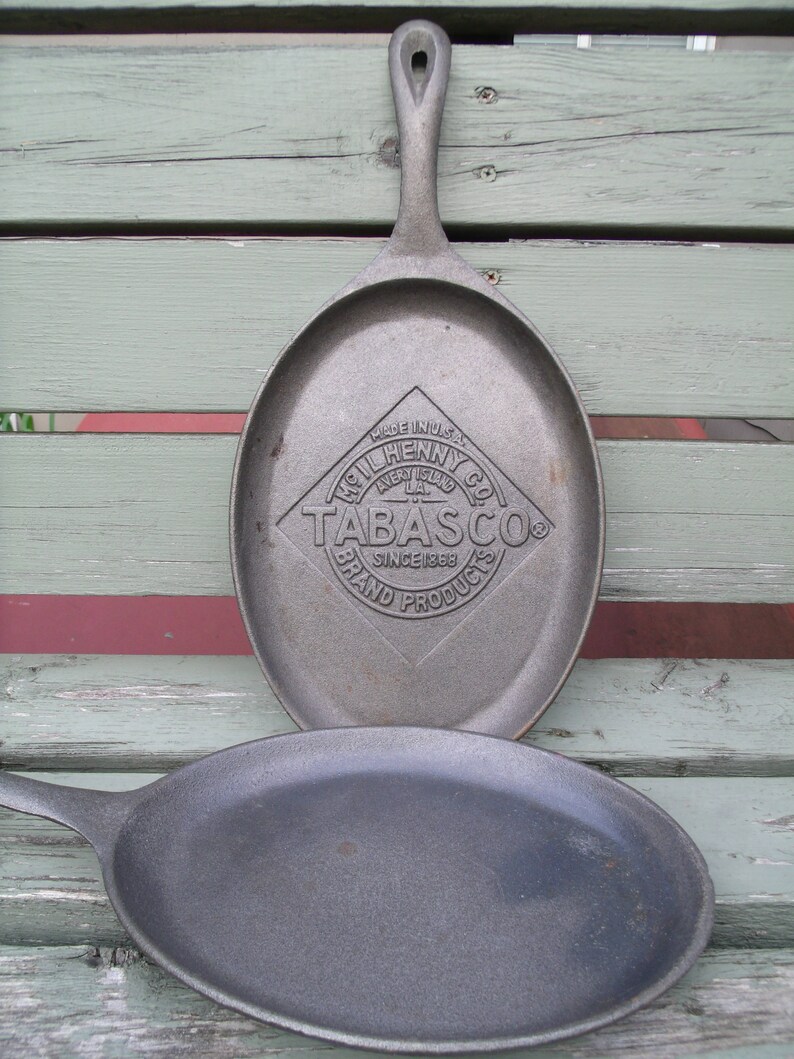 Vintage Cast Iron Fajita Pans Tabasco Cast Iron Pan Cast Etsy