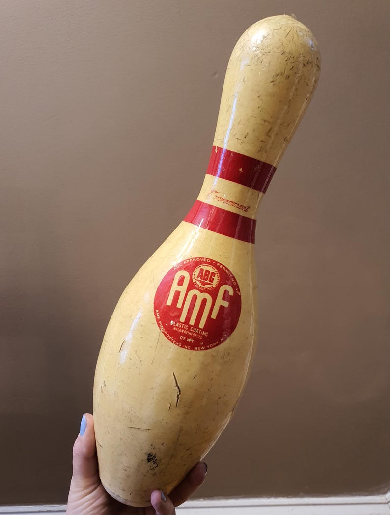 Amf String Pin 2 Vintage AMF American Machine and Foundry Bowling Pins-amf Meatball ...