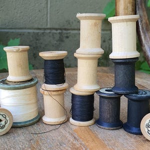 Vintage Wooden Thread Spools with/out Thread Lot of 13-Spools with/out Labels-DIY Crafting Spools-Brook&#39;s Thread Spool-JP Coats-Clark&#39;s