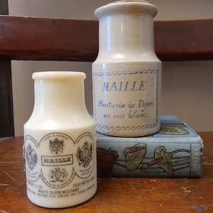 Vintage Maille Mustard Crocks, Jars, Pots-French Farmhouse Decor