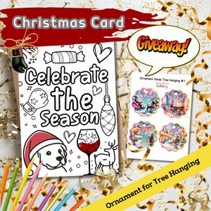 Tarjeta de Navidad digital, Tarjeta para perros imprimible, Colorear perros, Tarjeta de boxeo, Regalo deportivo, Regalo para niños