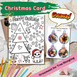 Tarjeta de Navidad divertida, animales de descarga DIGITAL, descarga imprimible para colorear, tarjeta de boxeo para gatos, regalo para ella, tarjeta de Navidad para amantes de los gatos
