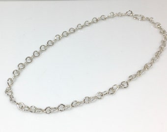 Simple Sterling Silver Chain Necklace. Handmade necklace. Hammered sterling silver.
