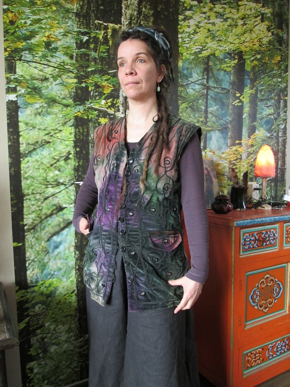Vintage India velvet waistcoat , vest, with mirror