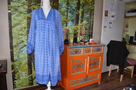 vintage 1970,s Ritu Kumar gauze blockprint India