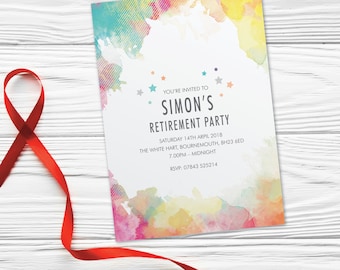 Retirement party invitations invites for women for men cards. Personalised modern design, 10 Pack WCF_04